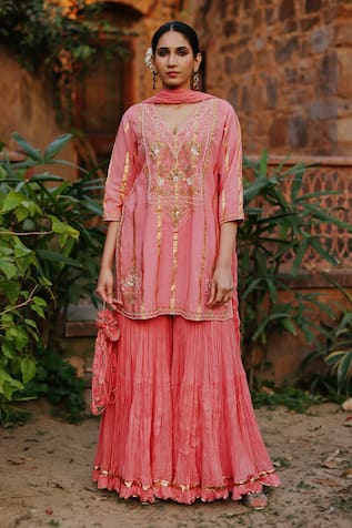 Nazar by Indu Floral Embellished Kurta Gharara Set 