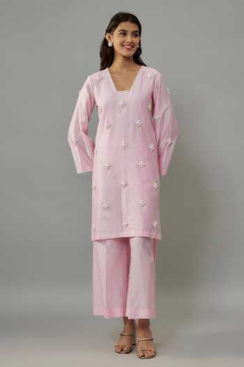 The Aarya Pearls Embroidered Kurta & Palazzo Set 