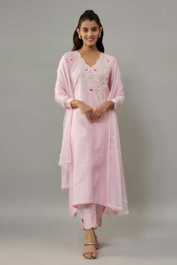 The Aarya Pearl Embroidered Kurta Palazzo Set 