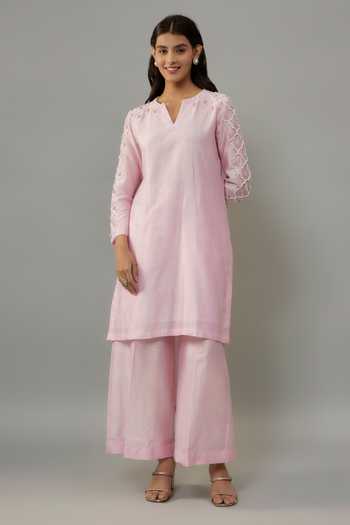 The Aarya Pearls Hand Embroidered Kurta & Palazzo Set 