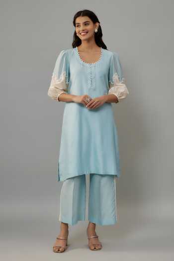 The Aarya Pearl Hand Embroidered Kurta & Palazzo Set 