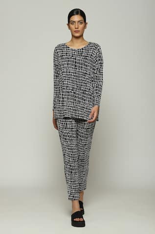 Abraham & Thakore Lattice Print Trouser 