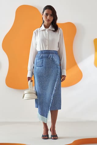 Pleats by Aruni Vione Denim Pattern Skirt 