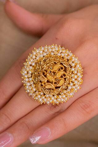 Ekathva Jaipur Amin Embellished Temple Ring 