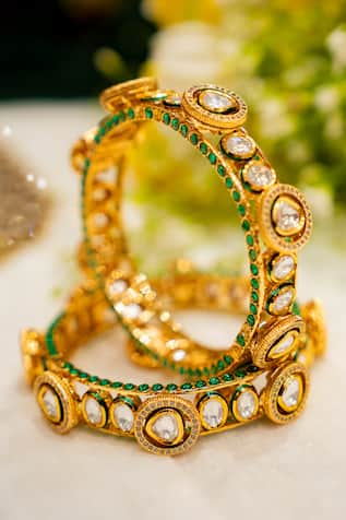 Ekathva Jaipur Mihika Stone Studded Pacheli Bangles-Set Of 2 