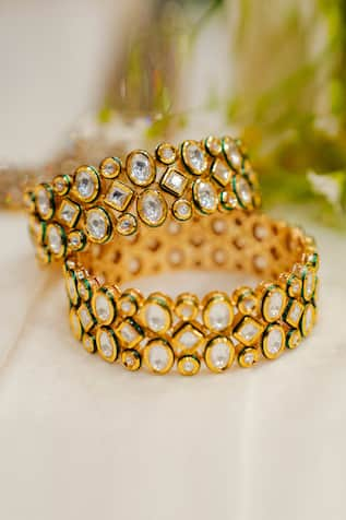 Ekathva Jaipur Azmat Polki Studded Bangles-Set Of 2 