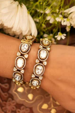 Ekathva Jaipur Amruta Polki Studded Victorian Bangles-Set Of 2 