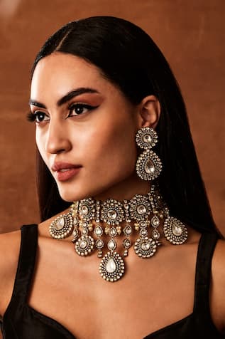 Ekathva Jaipur Nida Victorian Polki Embellished Choker Set 