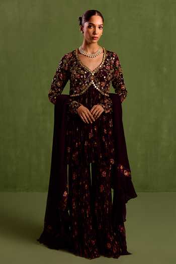 Neha Khullar Floral Embellished Peplum Kurta Sharara Set 