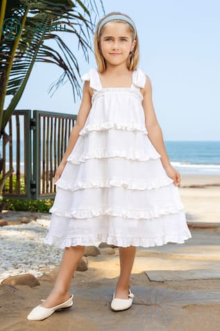 JILMIL DREAMWEAR Cotton Layered Ruffle Dress 