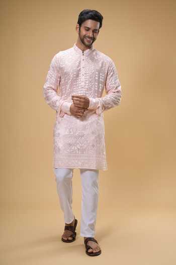 Spring Break Mosaic Bloom Lucknowi Embroidered Kurta With Pant 