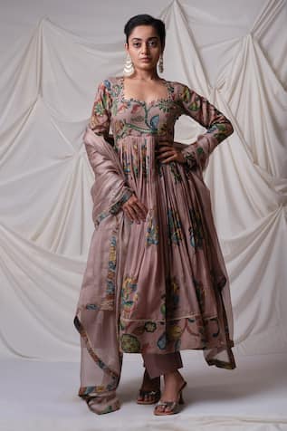 AAMRA BY LAVANYA Peacock Kalamkari Pattern Anarkali Pant Set 