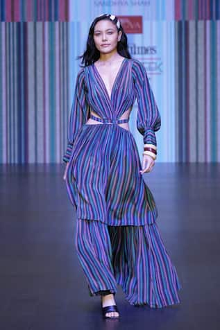 Sandhya Shah Athena Striped Cut-Out Dress 