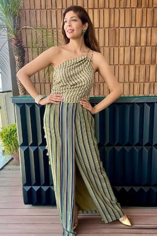 Sandhya Shah Shiloh Printed One-Shoulder Top & Skirt Set 