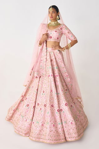 Shyam Narayan Prasad Raw Silk Embroidered Bridal Lehenga Set 