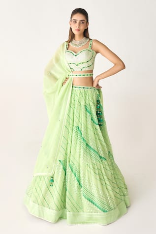 Shyam Narayan Prasad Leheriya Pattern Lehenga Set 