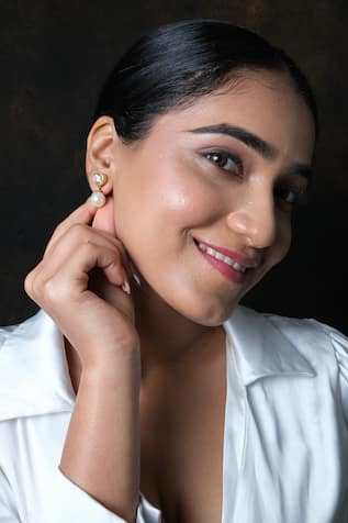 Zarina Cubic Zirconia & Pearl Embellished Earrings 