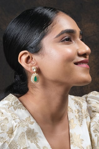 Moissanite Polki Embellished Danglers 