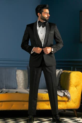 The House Of Diwans Bead Embellished Tuxedo Trouser Set 