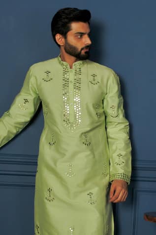 The House Of Diwans Floral Embroidered Kurta With Pant Pyjama 