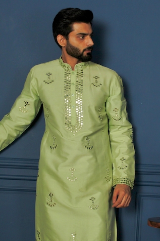 The House Of Diwans Floral Embroidered Kurta With Pant Pyjama