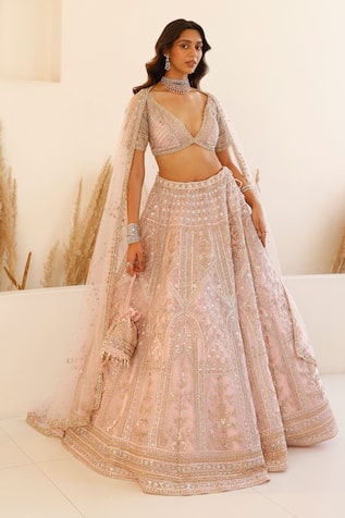 Studio Iris India Aster Zardozi Embroidered Gota Patti Bridal Lehenga Set 