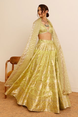 Studio Iris India Fressia Silk Woven Lehenga Set 