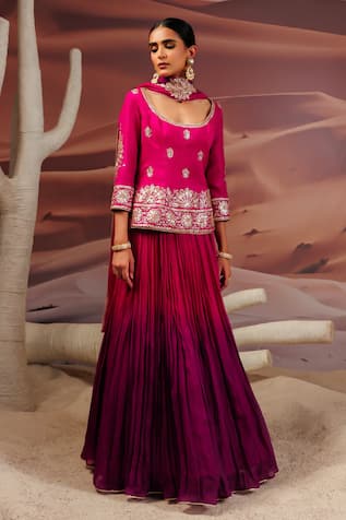 Adi By Aditya Khandelwl Ombre Embroidered Lehenga Set 