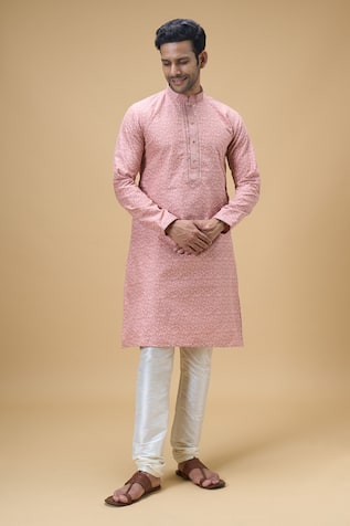Straight Flower Vine Pattern Kurta With Churidar 