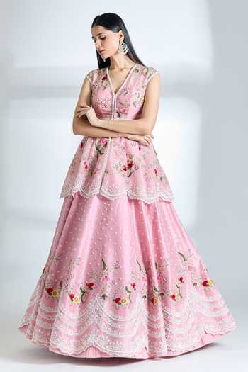 Anushree Reddy Airah Embroidered Peplum Jacket & Lehenga Set 