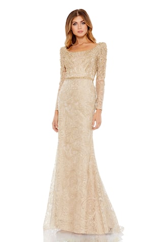 Leaf Vine Embellished Trumpet Gown 