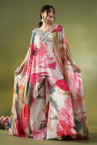 Basanti - Kapde Aur Koffee x AZA Botanical Print Cape Sharara Set