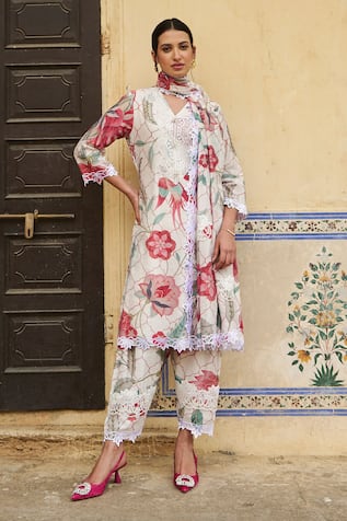 Sage Saga Floral Print Kurta Set 