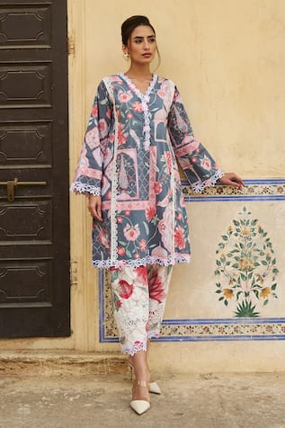 Sage Saga Floral Print Kurta 