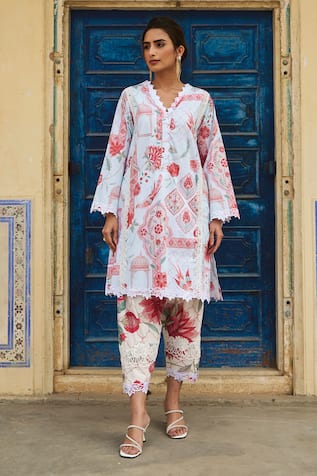 Sage Saga Floral Print Kurta 