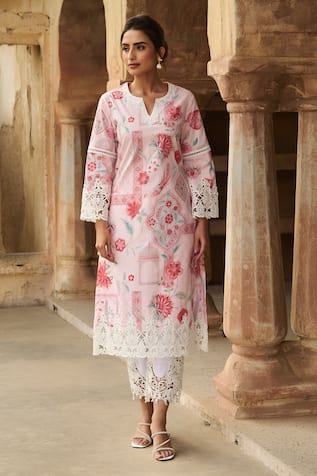 Sage Saga Botanical Print Straight Kurta 