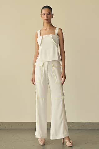 Somya Goyal Solid Flared Cargo Trouser 