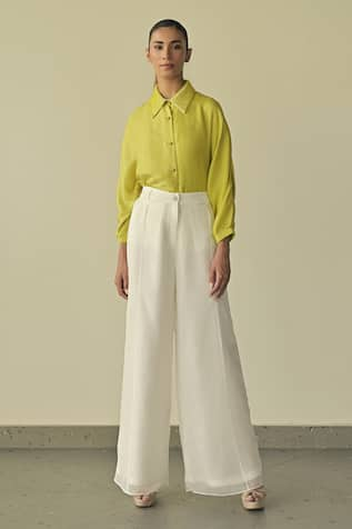 Somya Goyal Parallel Plain High-Waisted Flared Trouser 