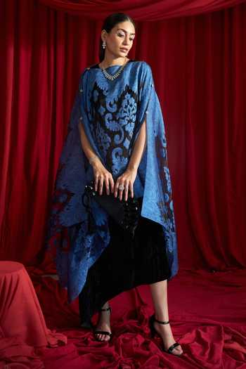 Tasuvure Indes Floral Cape & Satin Slip Dress Set 