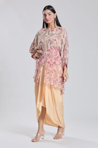 Preeti Jhawar Floral Pattern Embroidered Tunic & Dhoti Skirt Set 
