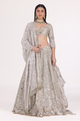 Abhinav Mishra Mirror Work Bridal Lehenga Set 