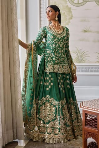 Abhinav Mishra Floral Embellished Kurta Lehenga Set 