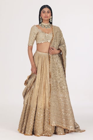 Abhinav Mishra Mirror Embellished Bridal Lehenga Set 