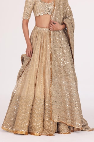 Buy Gold Net, Tissue Embroidery, Gota Patti, Sequins, Embellished