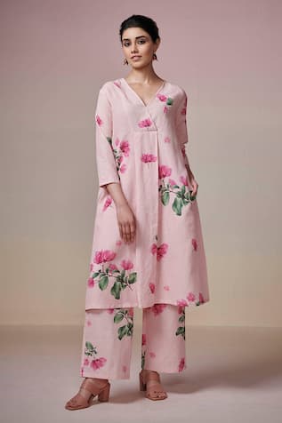 Dressfolk Bougainvillea Breeze Floral Print Kurta & Pant Set 