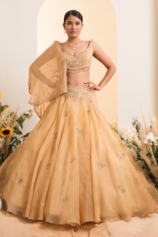 PRESTO COUTURE Dori Embroidered Pre-Draped Lehenga Saree With Blouse 