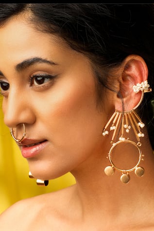 Pearls Embellished Drop Earrings 