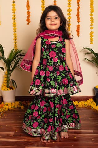 Bachpan Gulmohar Block Print Peplum Kurta Set 