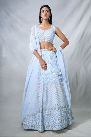 PANIHARI Geometric Embroidered Lehenga Set 