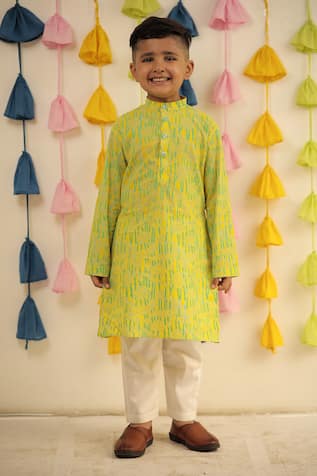 Tiny Colour Clothing Hand Block Print Kurta & Pyjama Co-ord Set 